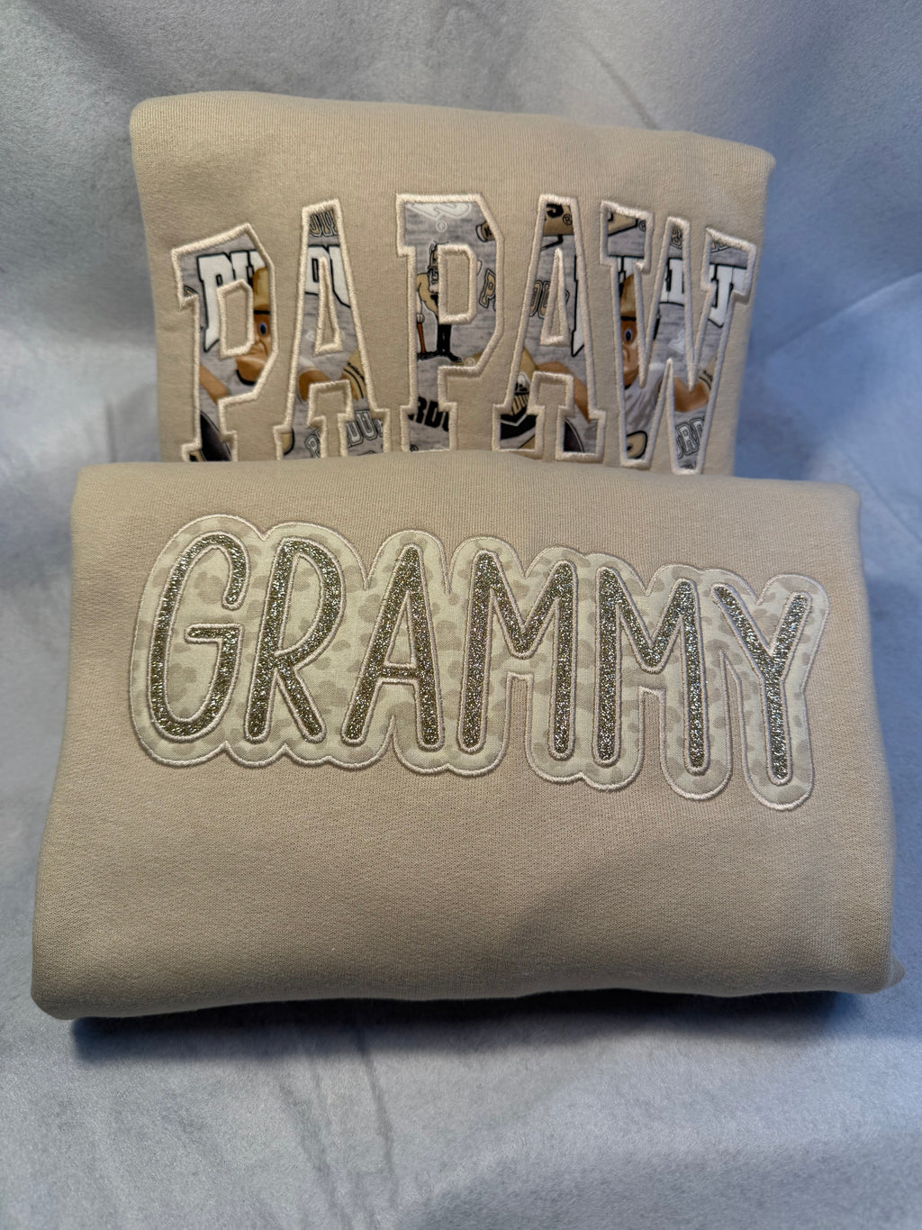 Grammy Sweatshirt with Glitter Appliqué | Embroidered Grandma Crewneck | Handmade Gift by ChelseaMadeCo