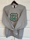 Route 66 Embroidered Rhinestone Sweatshirt | Handmade Vintage Americana Crewneck | ChelseaMadeCo