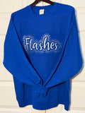 Franklin Central Flashes | Rhinestone & Embroidery | Blue or White Crewneck Sweatshirt | Bling & Sparkle Spiritwear